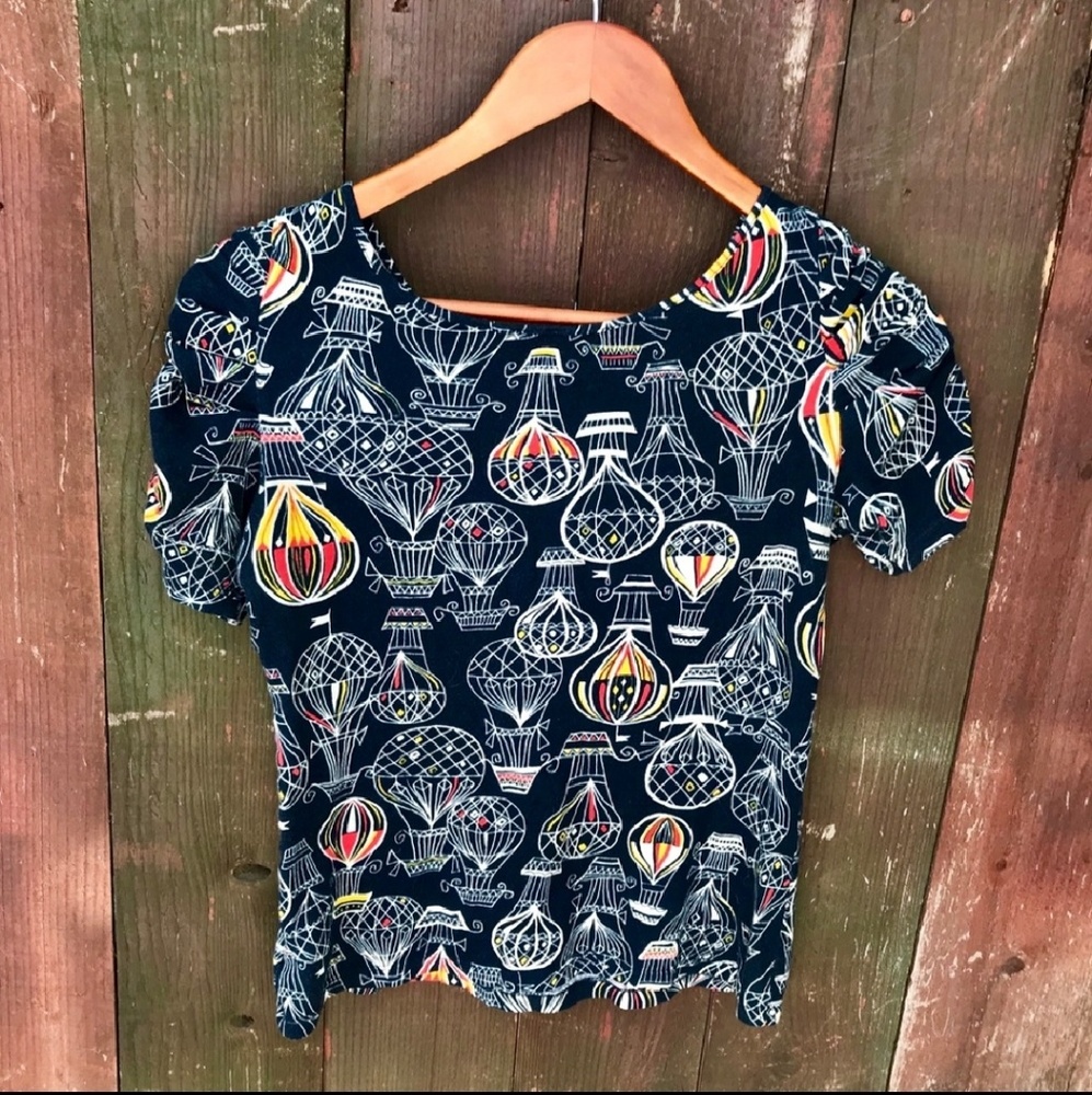 Anthropologie hot air ballon printed top